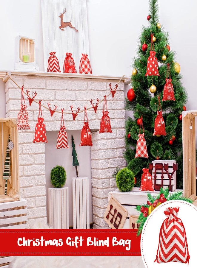 LEIFIDE 24 Pcs Mini Small Burlap Gift Bags with Drawstring - 3.9 x 5.5 Inches Red White Candy Bags for Christmas, Birthday, Wedding Supplies - Image 5